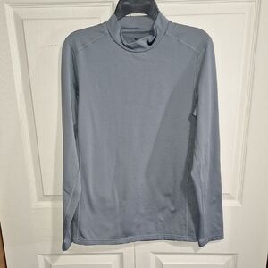 Nike Dri-FIT Fitted Steel Blue Gray Fleece Lined Mock Neck Shirt-S